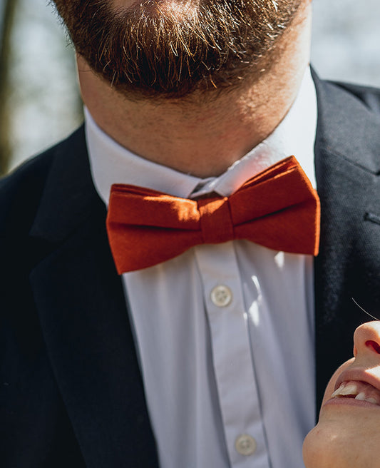 Noeud Papillon Terracotta n°1 Homme en Effet Velours «Simon»