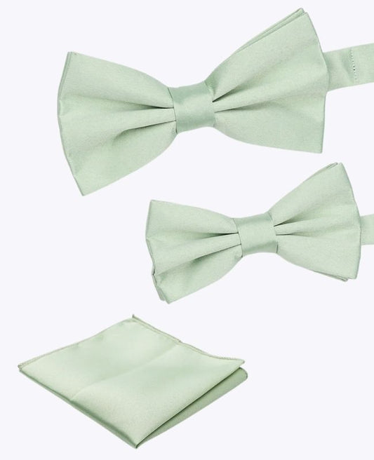 Noeuds Papillon Vert n°1 Père & Fils + Pochette de Costume en Polyester «Anatole»