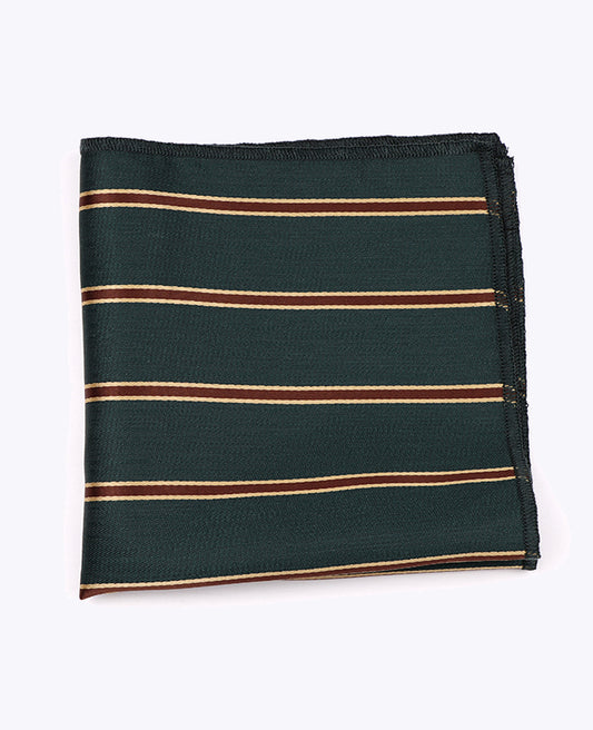 Pochette de Costume Vert à Rayures en Polyester «Edmond»