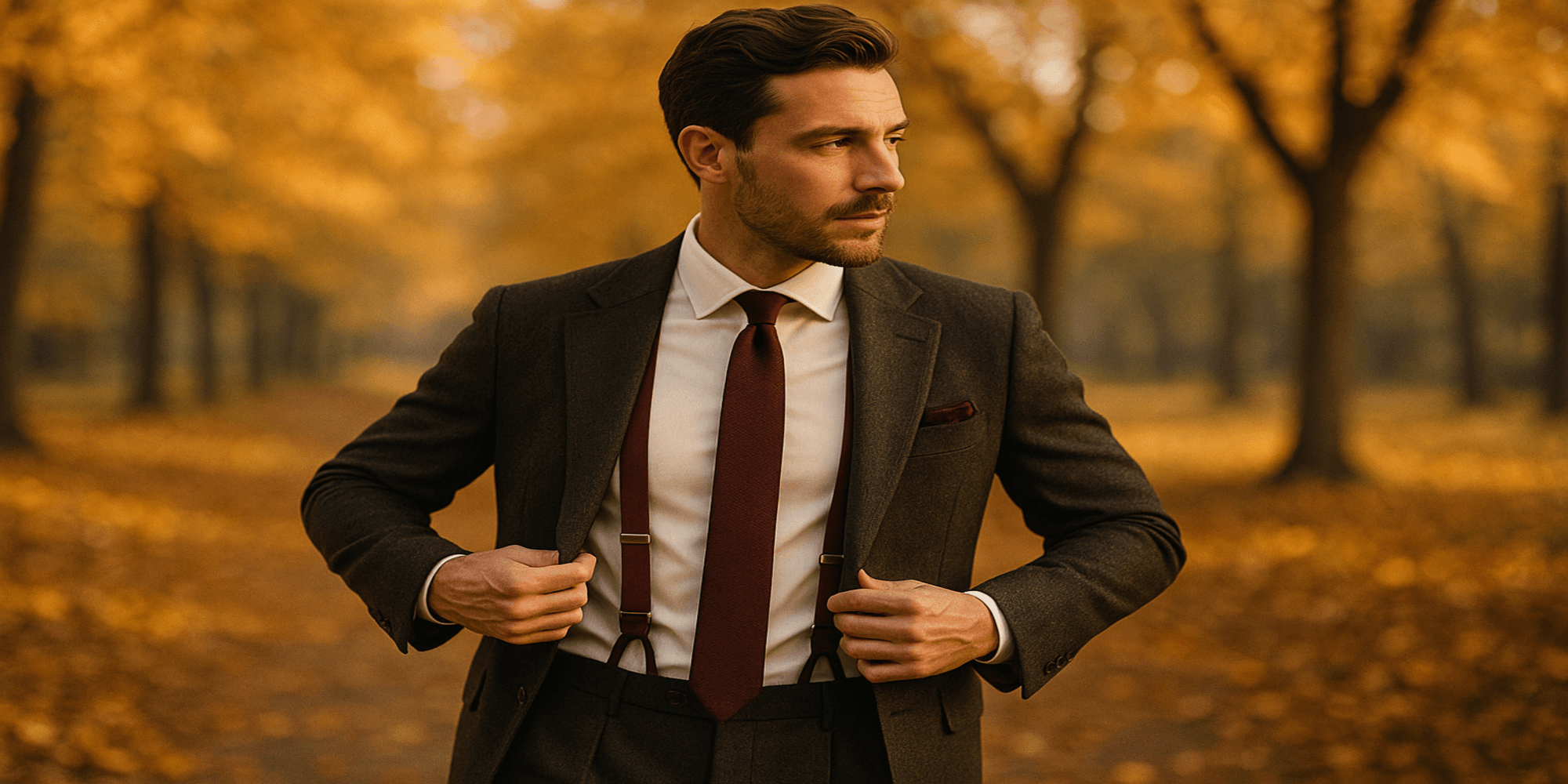 Pourquoi choisir des bretelles pour sublimer un costume élégant en automne ? Billede