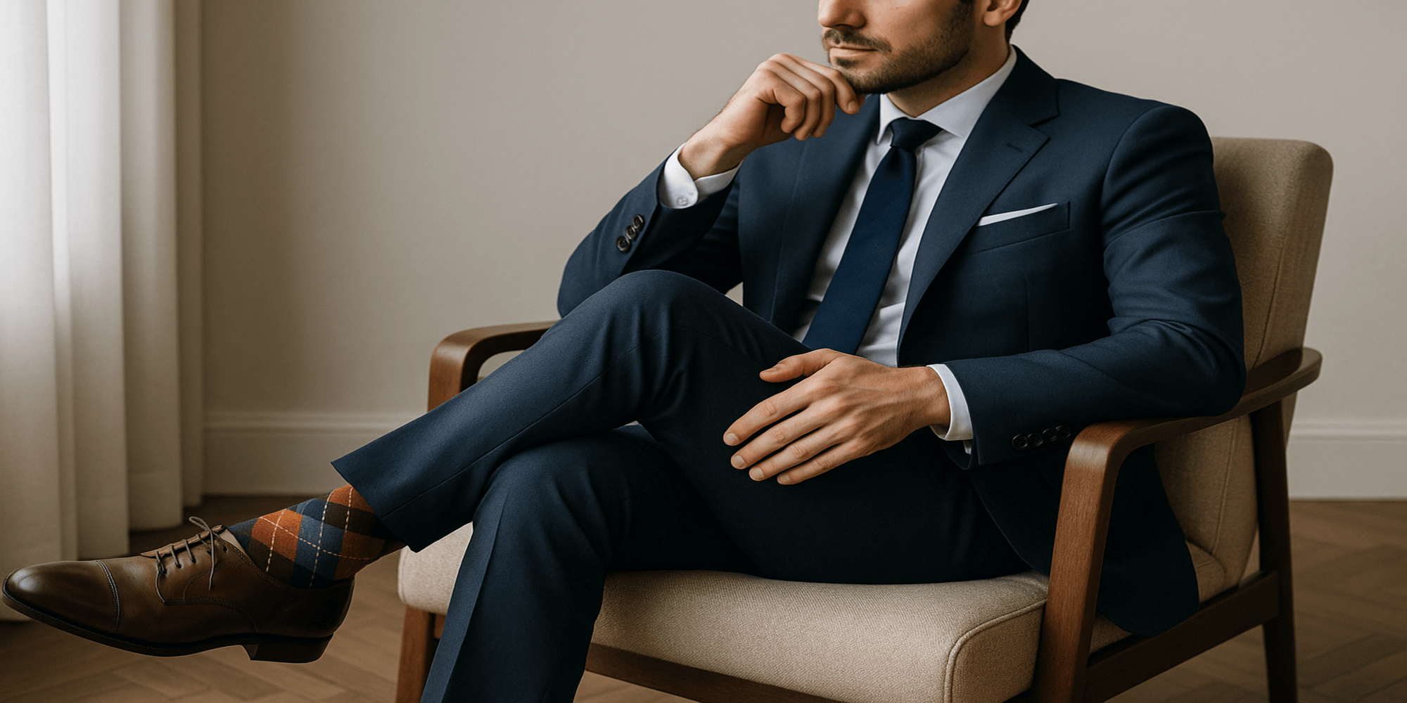 Comment choisir des chaussettes fantaisie pour un costume élégant ? Billede