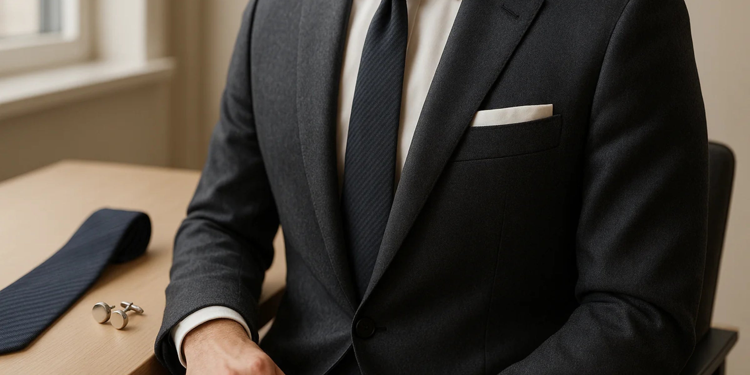 Comment choisir une pochette de costume pour un look homme élégant au bureau ? Billede