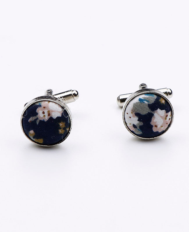 Boutons de Manchette Liberty Bleu n°5 en Coton | Charles - Unipap's