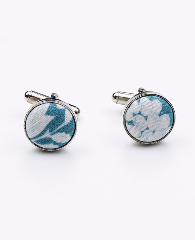 Boutons de Manchette Liberty Bleu n°9 en Coton | Gaspard - Unipap's