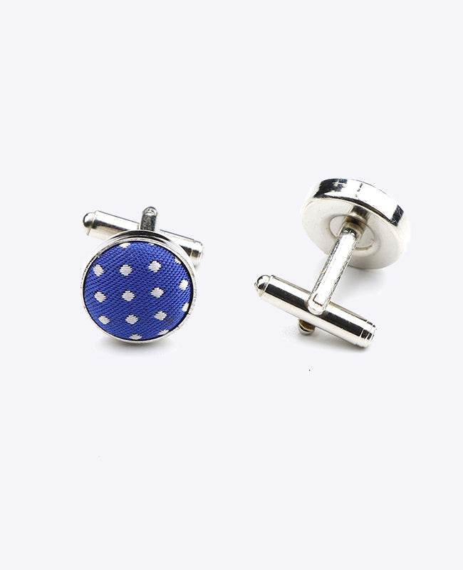 Boutons de Manchette Bleu n°5 à Pois en Polyester «Louis»