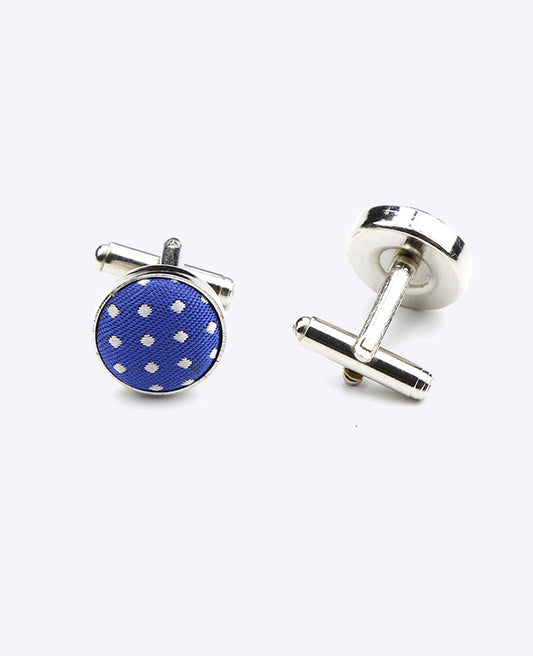 Boutons de Manchette Bleu n°5 à Pois en Polyester «Louis»