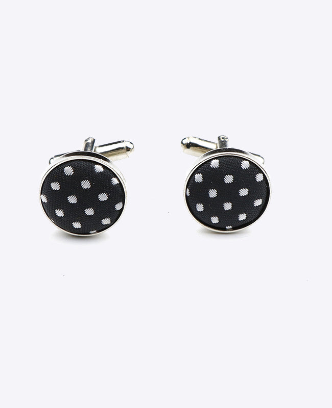Boutons de Manchette Noir n°2 à Pois en Polyester «Louis»
