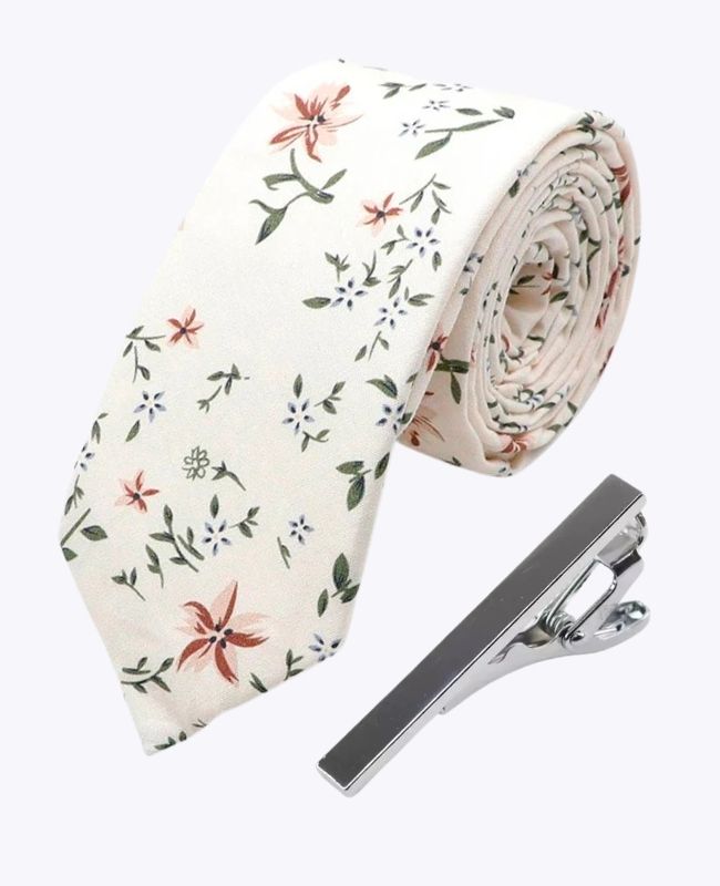 Slips + Slipsenål Liberty Hvid nr. 8 Herre i Bomuld »Charles«
