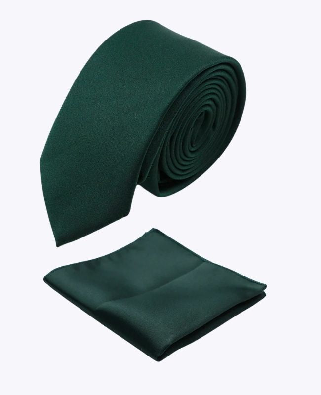 Slips + Brystlommetørklæde Grøn nr. 4 Herre i Polyester »Anatole«