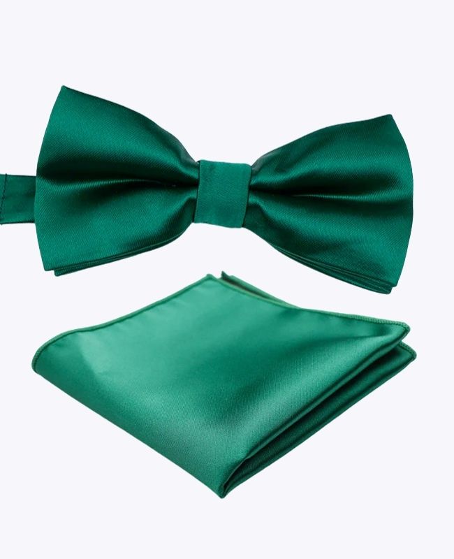 Noeud Papillon + Pochette de Costume Vert n°2 Homme en Polyester «Jules»