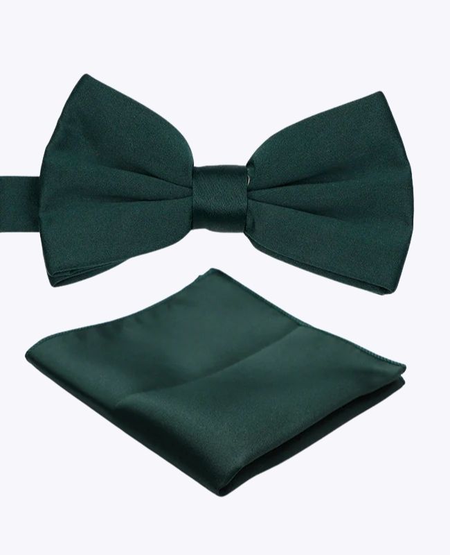 Noeud Papillon + Pochette de Costume Vert n°4 Homme en Polyester «Anatole»