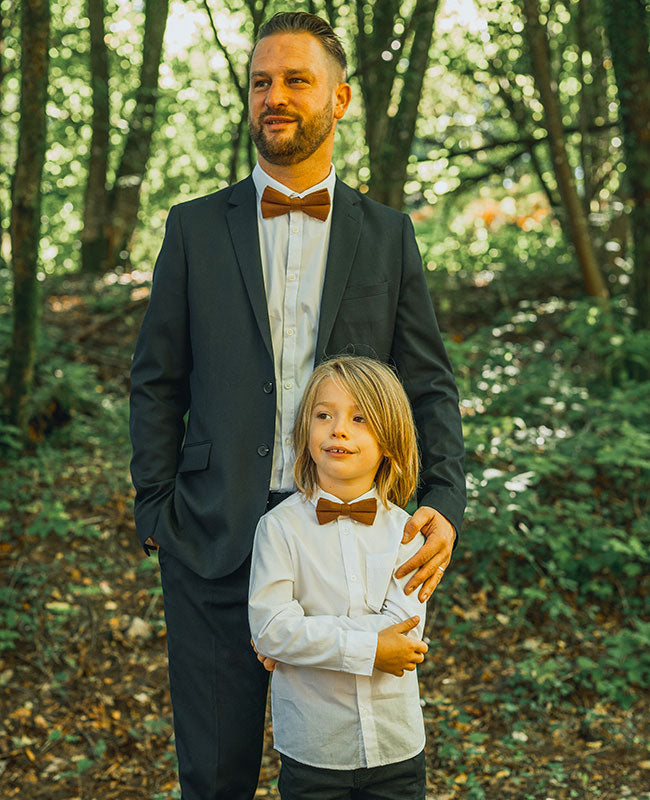 Noeud Papillon Marron n°1 Enfant en Lin «Basile»