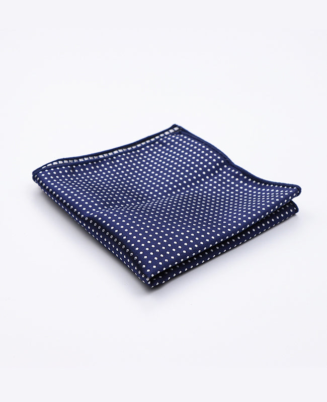 Pochette de Costume Bleu n°1 à Pois en Polyester «Louis»