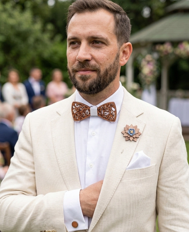 Gaveæske butterfly hvid herre i træ «Édouard»
