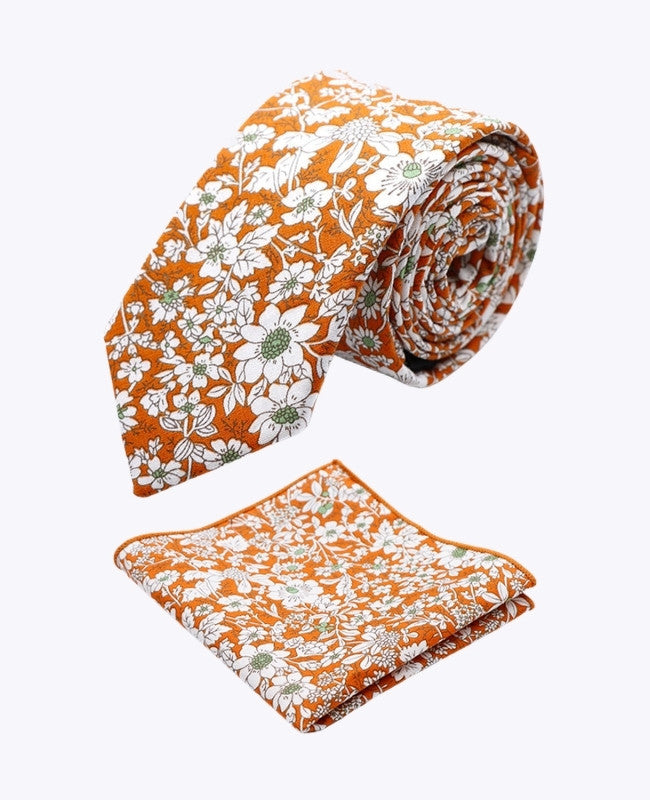 Slips + Brystlommetørklæde Liberty Orange Herre i Bomuld »Clovis«