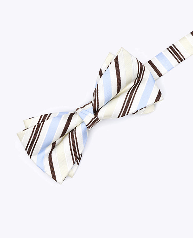 Butterfly Hvid Stribet Herre i Polyester »Edmond«