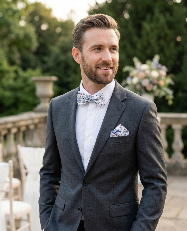 Noeud Papillon Liberty Blanc n°1 Homme en Coton «Charles»