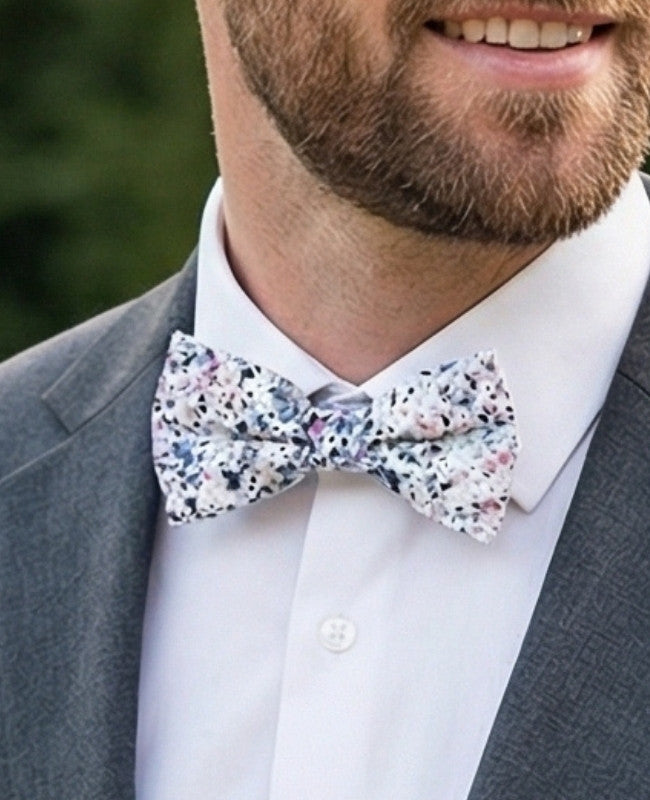 Noeud Papillon Liberty Blanc n°1 Homme en Coton «Charles»