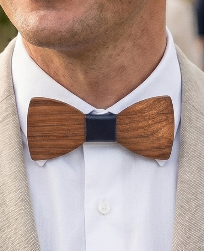 Noeud Papillon Noir Homme en Bois «Ambroise»