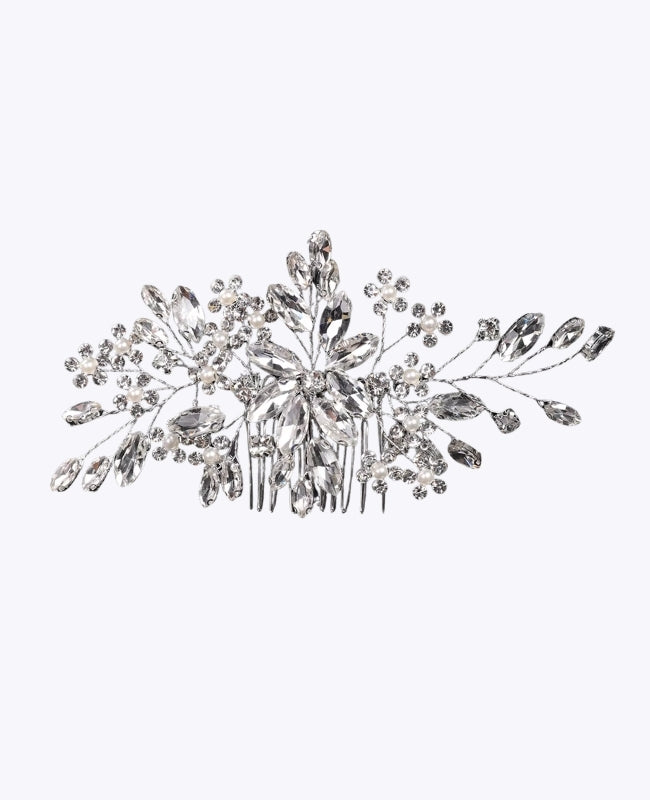 Peigne Fleuri Argent n°3 Femme «Élise»