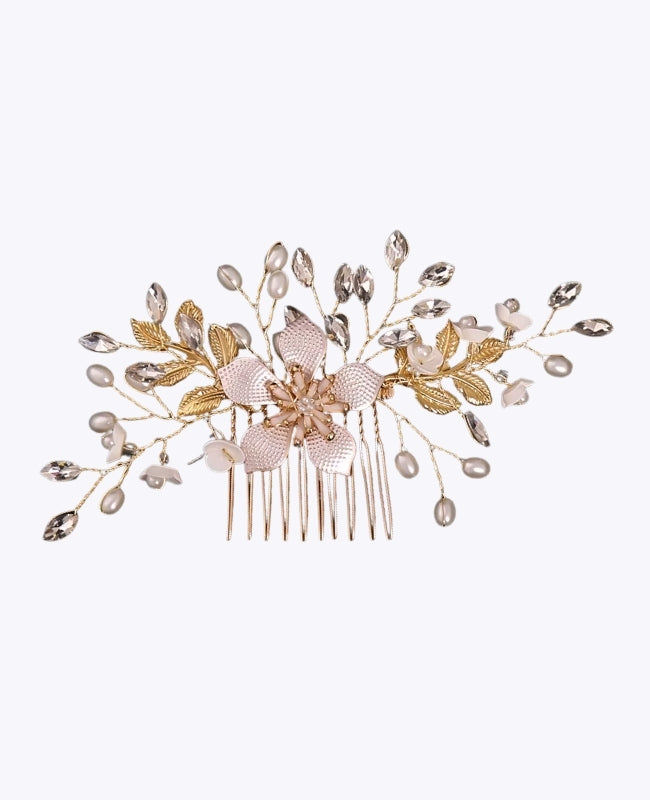 Bryllupskam Blomstret Guld nr. 4 Dame »Élise«