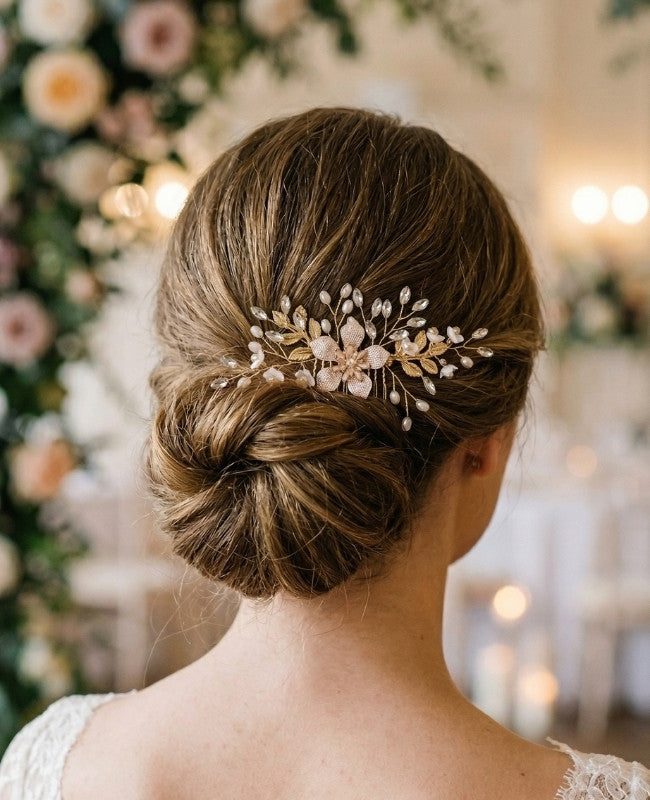 Bryllupskam Blomstret Guld nr. 4 Dame »Élise«