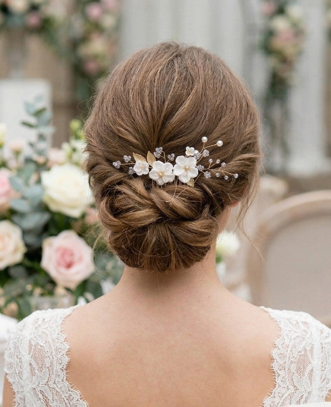 Bryllupskam Blomstret Guld nr. 5 Dame »Élise«