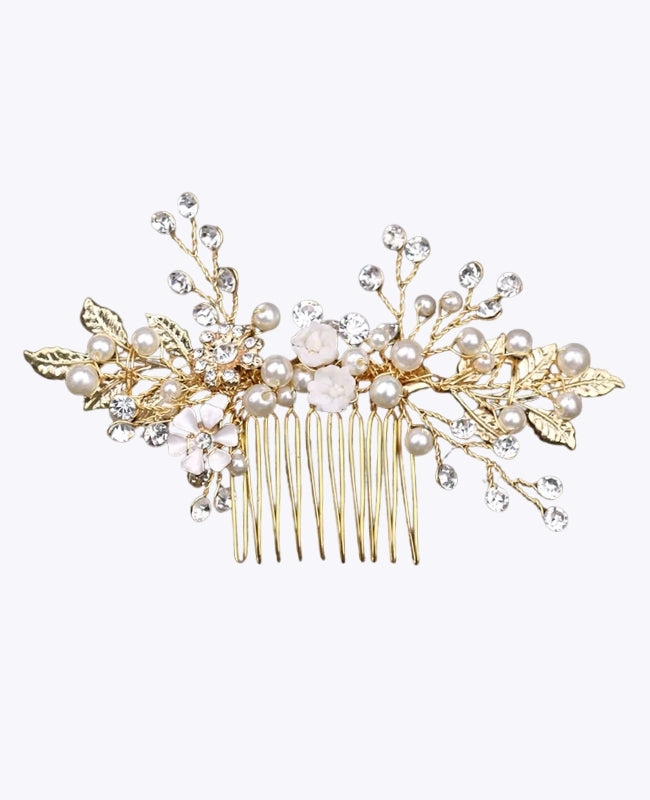 Bryllupskam Blomstret Guld nr. 6 Dame »Élise«