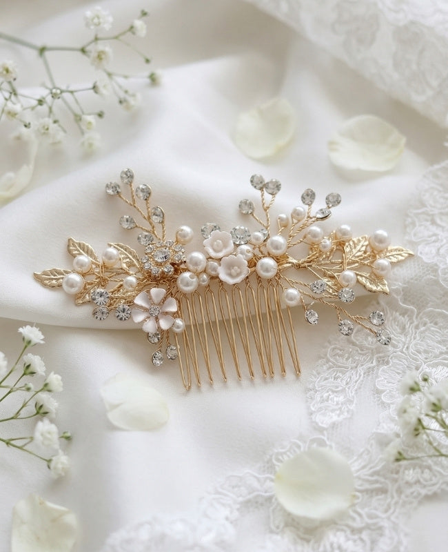 Bryllupskam Blomstret Guld nr. 6 Dame »Élise«