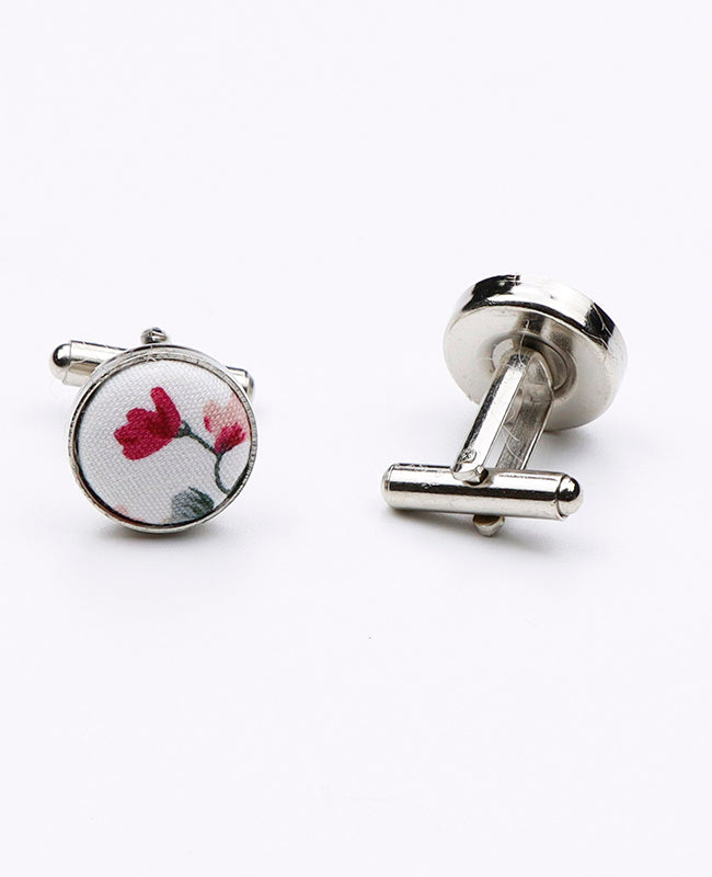 Boutons de Manchette Liberty Blanc n°2 en Coton | Charles - Unipap's