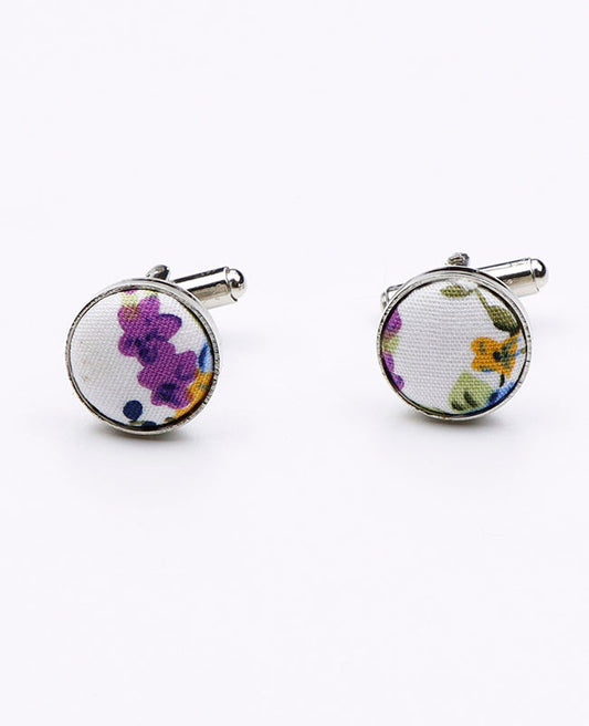 Boutons de Manchette Liberty Blanc n°3 en Coton | Charles - Unipap's