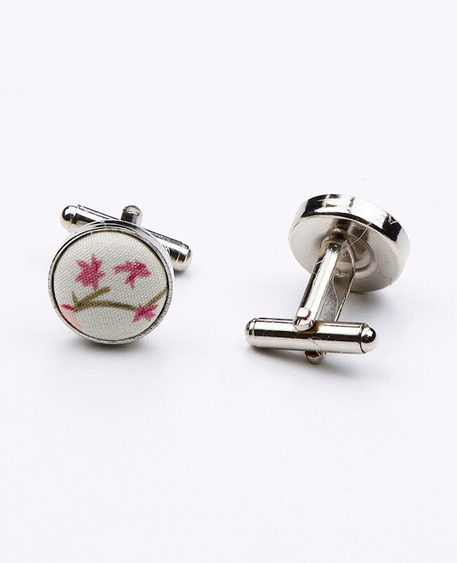 Boutons de Manchette Liberty Blanc n°7 en Coton | Charles - Unipap's