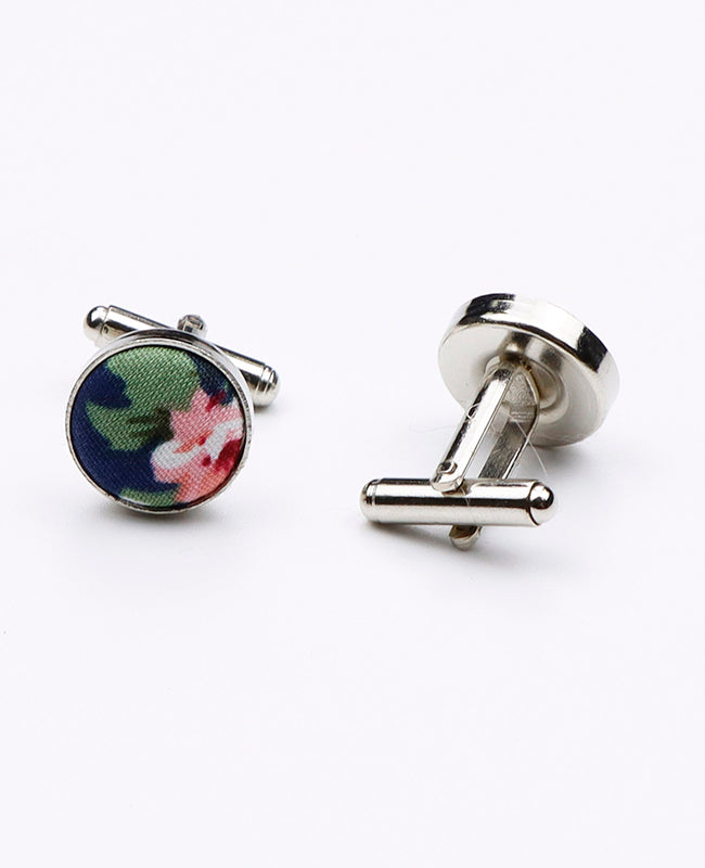 Boutons de Manchette Liberty Bleu n°2 en Coton | Charles - Unipap's