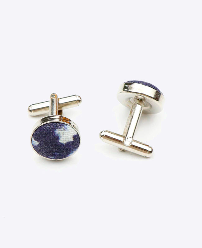 Boutons de Manchette Liberty Bleu n°6 en Coton | Charles - Unipap's