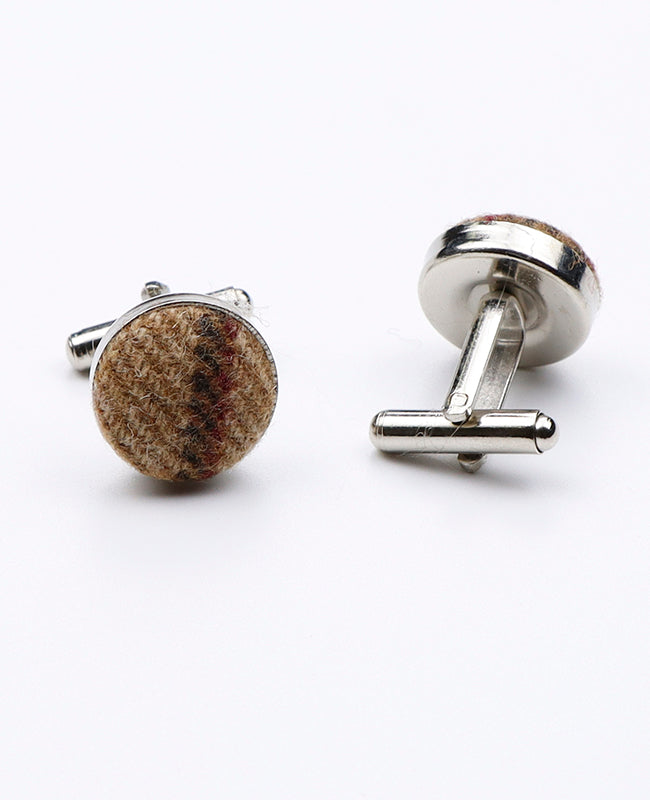 Boutons de Manchette Tartan Marron n°1 en Laine | Nobert - Unipap's