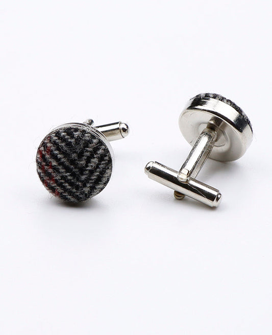 Boutons de Manchette Tartan Gris n°2 en Laine | Norbert - Unipap's