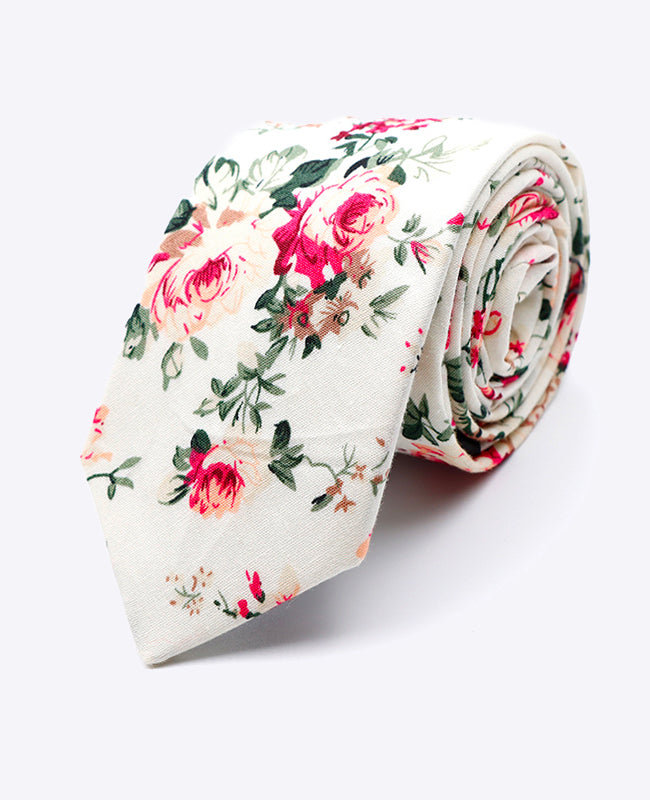 Cravate Liberty Blanc n°6 Homme en Coton | Charles - Unipap's