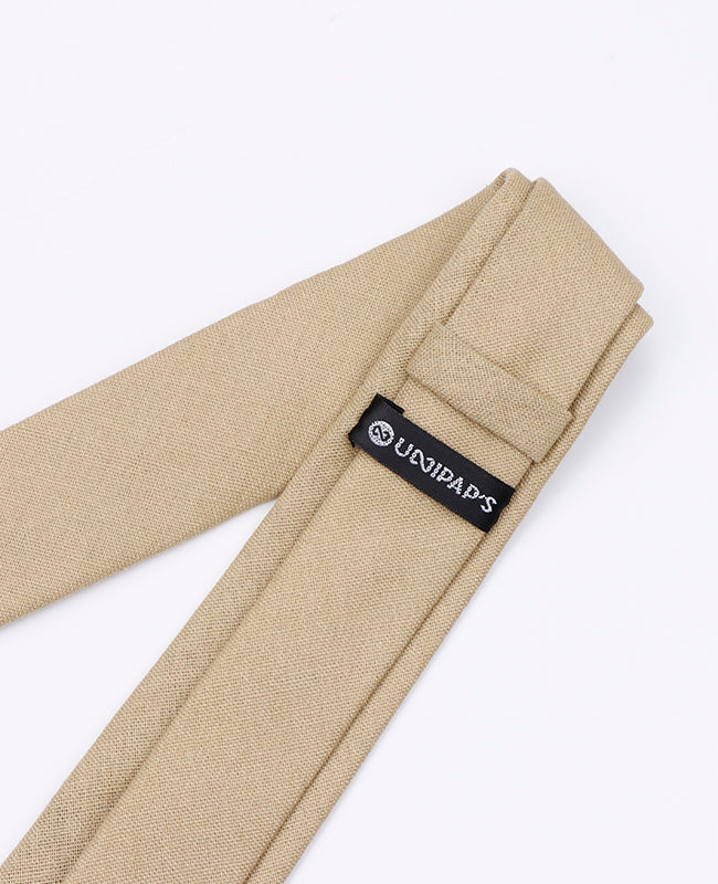 Cravate Beige n°1 Homme en Lin | Basile - Unipap's